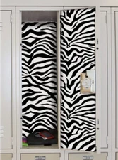 SCHOOL LOCKER ZEBRA SKIN decal peel & stick wallpaper sticker animal print black