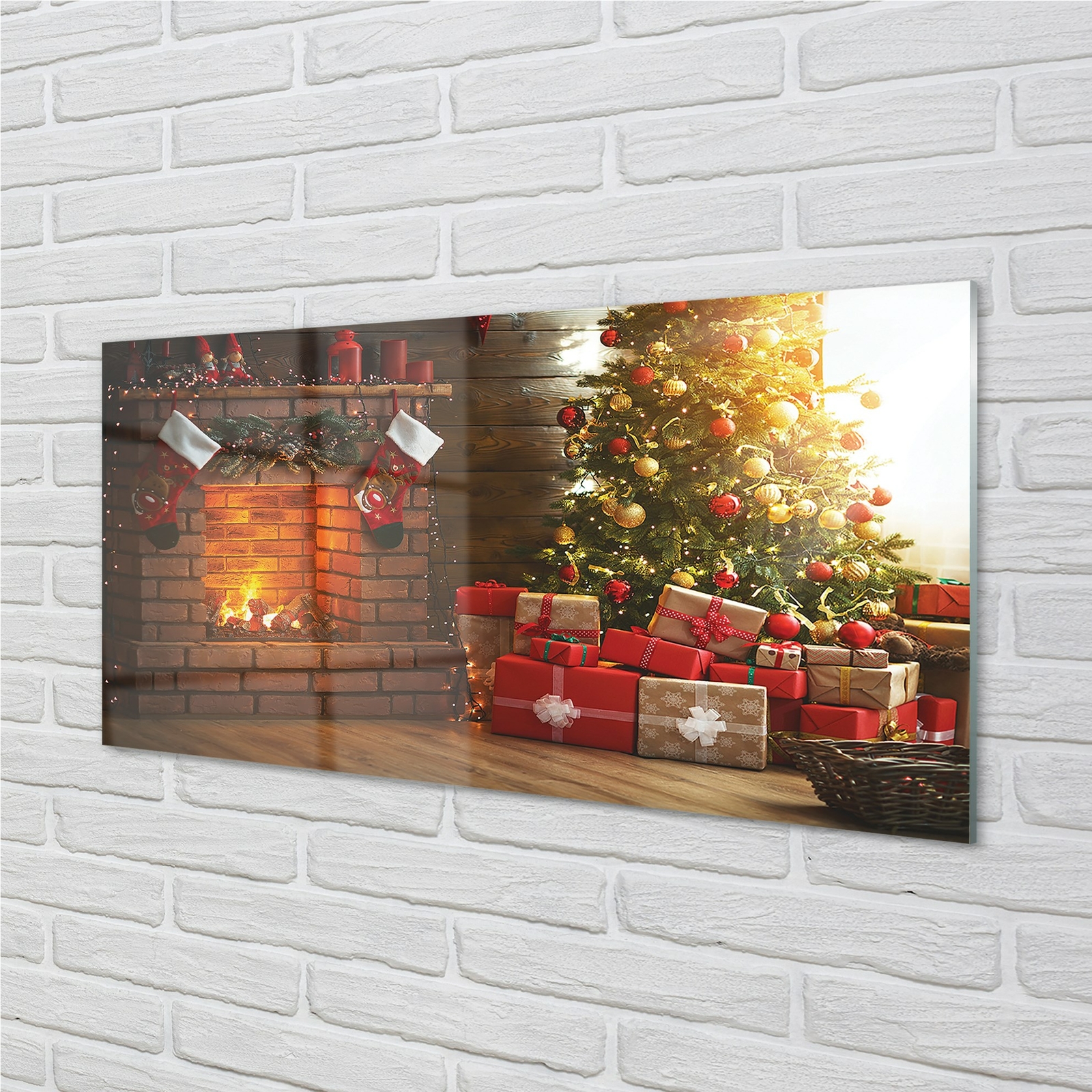 Tulup Cuadro de Cristal 120x60 pintura acryl Regalos para la chimenea del árbol