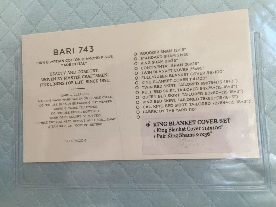 SFERRA KING одеяло чехол KING наволочки 3шт комплект сделано в Италии BARI лазурный синий - Изображение 4 из 4