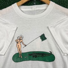 VTG Gator Creek Nude Lady Alligator Golf T Sh...