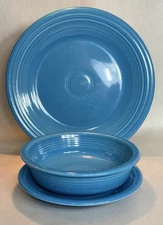Fiestaware Peacock China 3 Pc Place Setting Homer Laughlin Plates Bowl