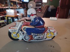 Vintage Police Department Patrol Tin Litho Friction Motorcycle Japan