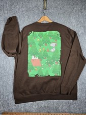 Peanuts Snoopy Brown Camping Camp Graphic Crewneck Sweatshirt Mens XL EUC F/S