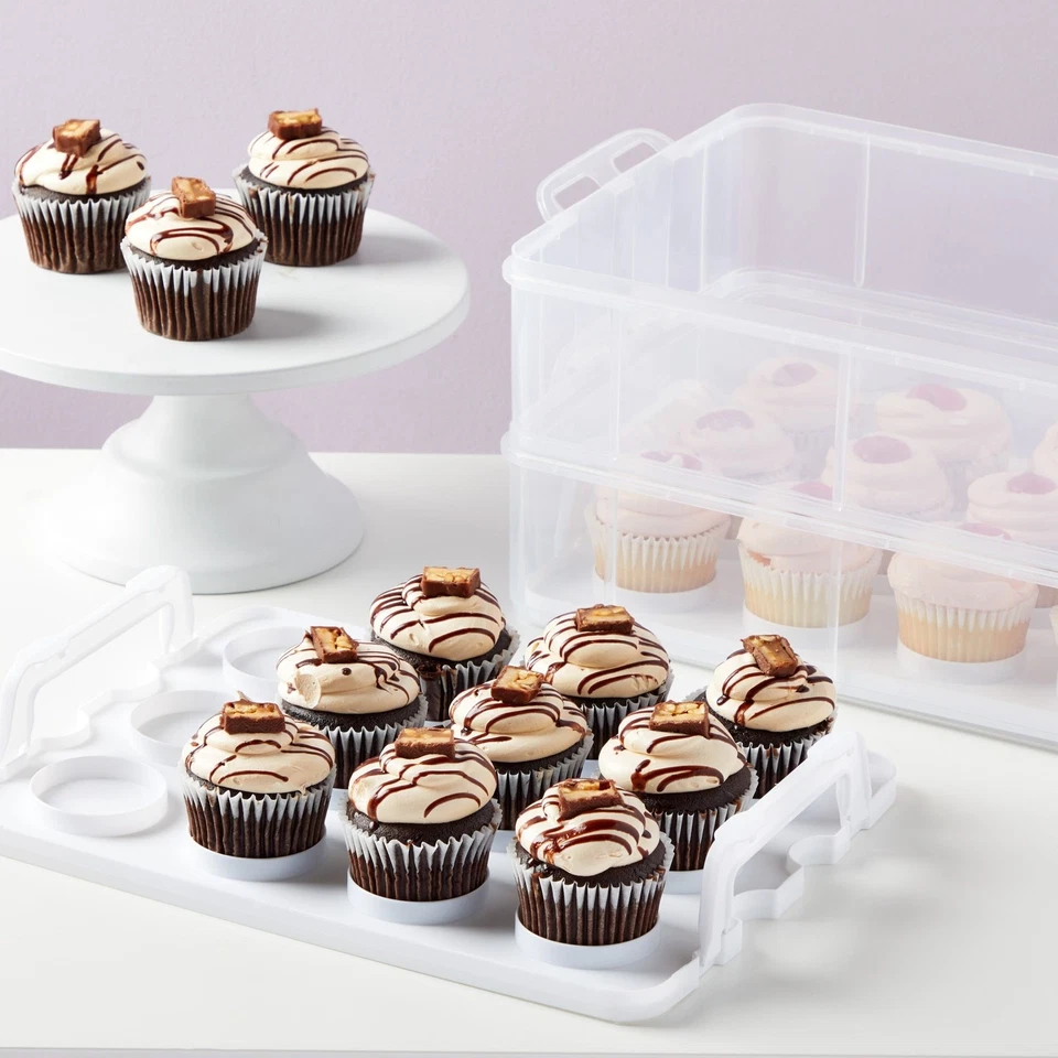Cupcake Carrier with Lid and Handle Mini Cake Container Holder for 24 Cupcakes - Image 3 of 4