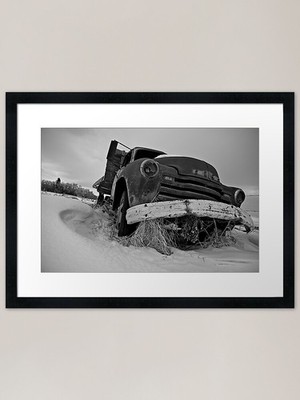 Antiker verfallender GMC LKW gerahmt ein gerahmtes Wandbild Poster Leinwanddruck Bild