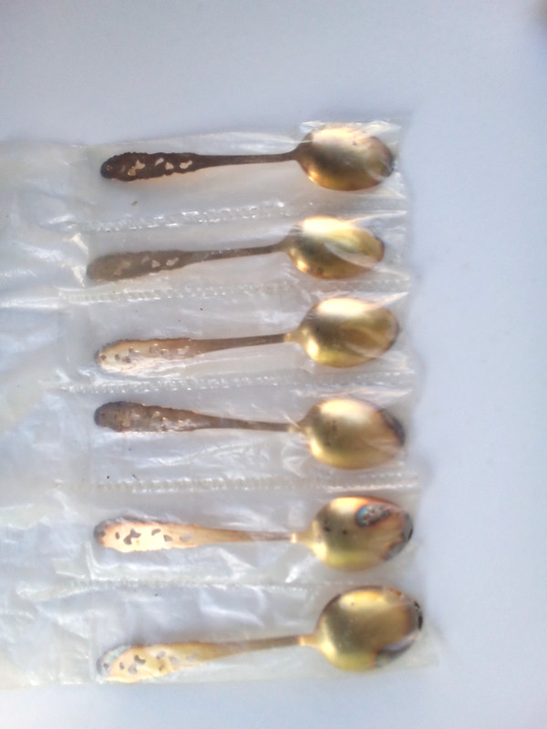 vintage lot of 6 mylius sterling gilded small spoons - norway - nice