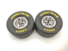 Stripped Hexes: 2x Traxxas Funny Car Goodyear Eagle Dragster Rear Tires & Wheels