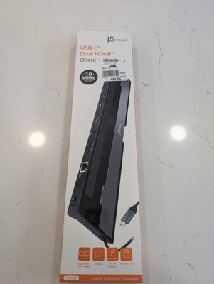 J5 USB-C Dual HDMI Docking Station JCD542 Superspeed USB Ports NIB MacOS Windows