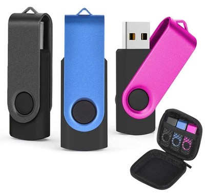 16GB USB Flash Drive 3 Pack with Case, High Speed USB 2.0 Memory Stick, for Dat...