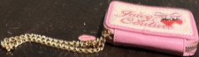 Juicy Couture Pink Wristlet Wallet Chain Logo Zipper Credit Card Folding Women