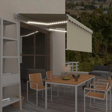 Image of Manual Retractable Awning with Blind & LED 3.5x2.5m Cream vidaXL
