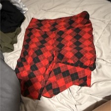 No Boundaries Red Black Plaid Ankle Leggings M Juniors Stretch Elastic Waist