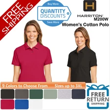 🔥 Harriton Women Cotton Polo Sport Short Sleeve Shirt Up To 3XL M200W