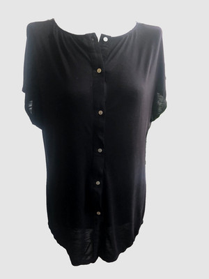 Schwarze leicht taillierte Bluse, Shirt  von MAX STUDIO Gr. L