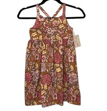 Tommy Bahama Tan Pink Floral Sun Dress Spaghetti Straps NWT Girls 7