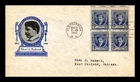 US COVER EDWARD A MACDOWELL FAMOUS AMERICANS FDC BLOCK OF 4 IOOR CACHET