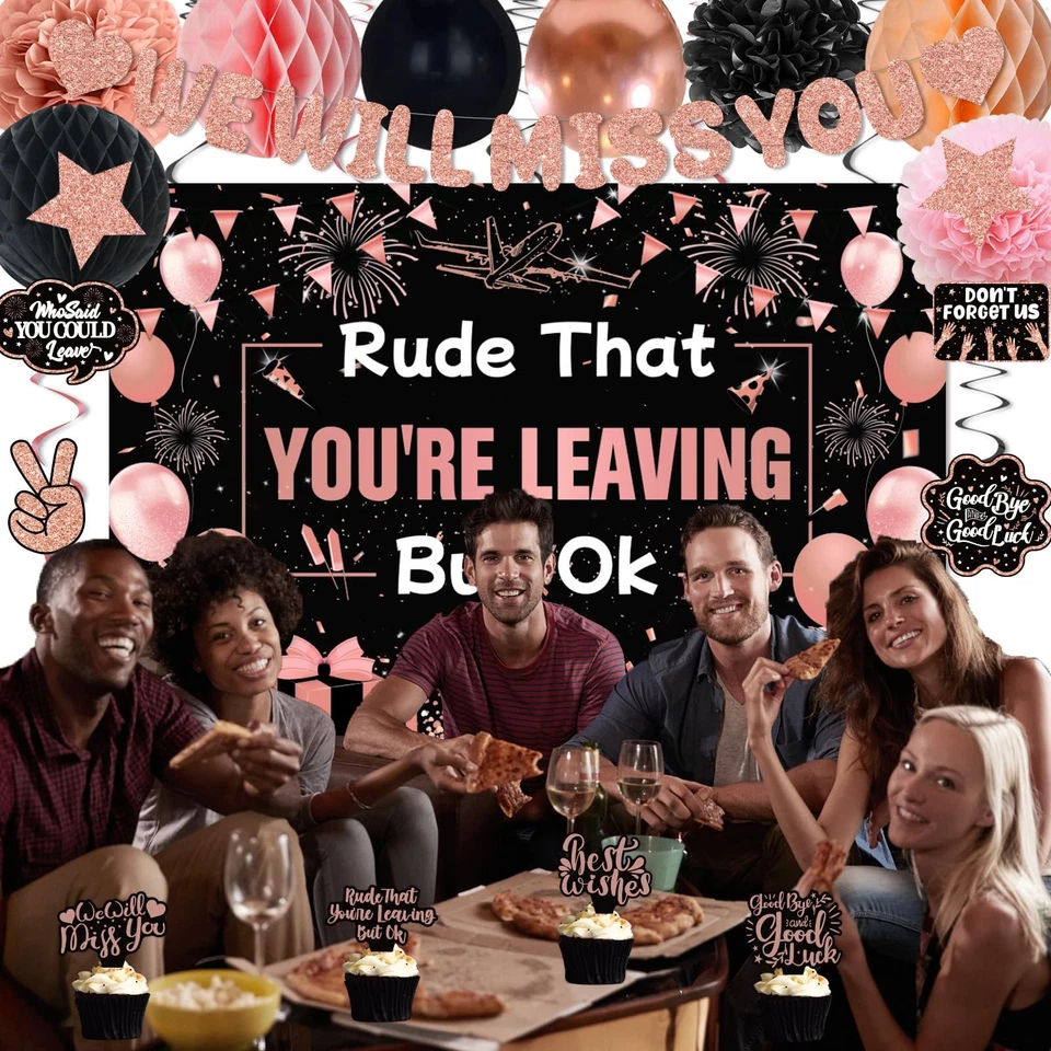 Farewell Party Decorations Women, Rude That You're Leaving But OK Rose Gold, ... - Image 3 of 4