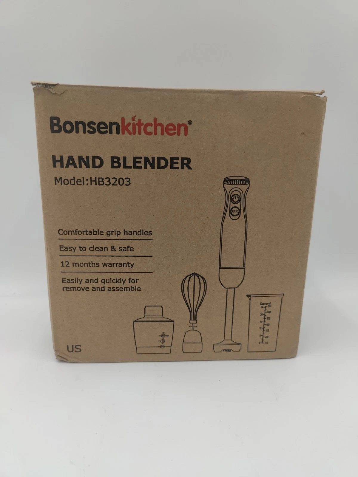 Bonsenkitchen Hand Blender, 4-in-1 Stick Blender Food Processor (HB3203)
Opens in a new window or ta