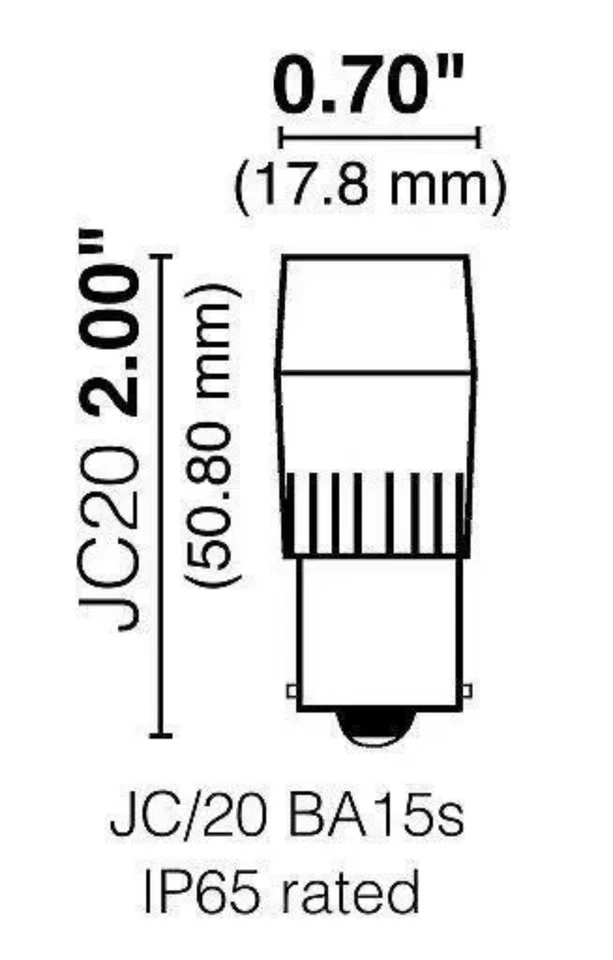 Halco JC20/2WW/BA15S/LED2 81100 LED JC 2.3W 3000K IP65 BA15S PROLED - Image 3 of 3