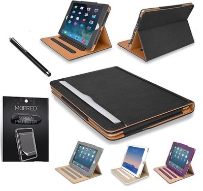 MOFRED für Apple iPad Air 2 Executive Ledertasche Stylus Pen Displayschutzfolie z