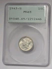 1943-S Mercury Dime PCGS Rattler MS65