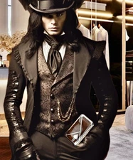 VTG RARE Art Deco Ronson Metal Mens Trinket Box Inlaid Enamel Casket Jewelry Box