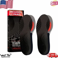 2 Pack Orthotic Insoles Anti Fatigue Arch Support Work Shoes XL Gray
