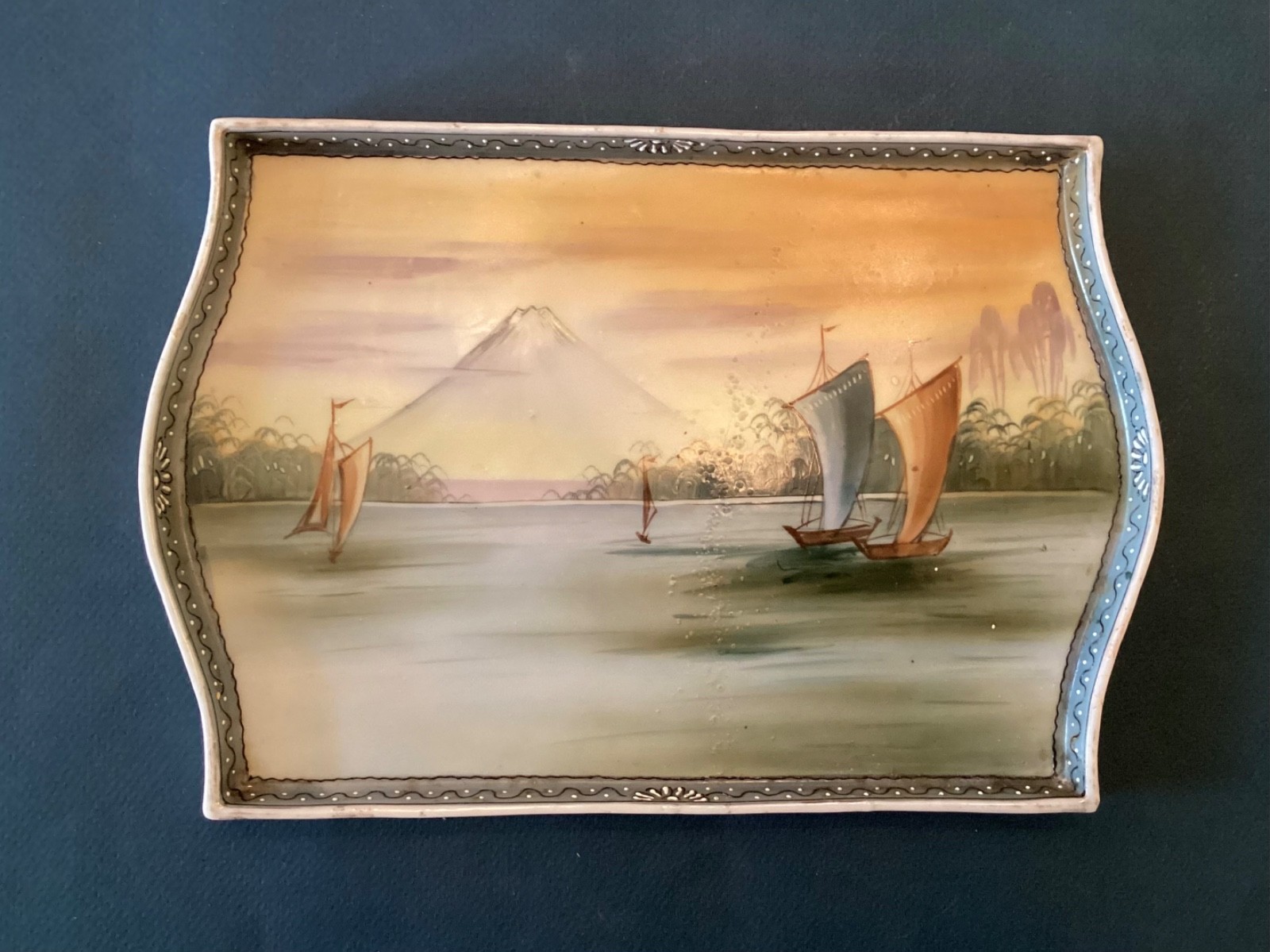 ~Antique TS Nippon Japanese Hand Painted Porcelain Plaque - 11”