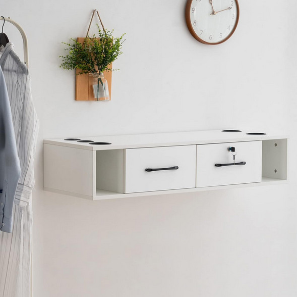 BarberPub Wall Mount Station with Drawers Styling Cabinet with Open Storage 2502