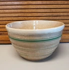Antique Large Hull Green stripe Beehive bowl 9.75” Vtg 5 3/4"H