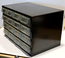 Vintage Akro-Mils Metal Parts Storage Cabinet with 16 Drawers. 18"WX11"HX11"D