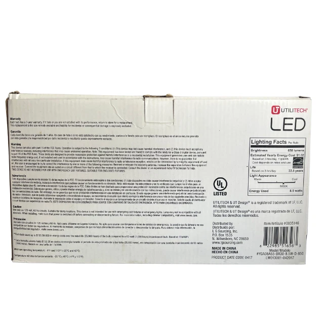 Utilitech 3-Pack LED Daylight Flood BR30 Brand New Unopened - Image 2 of 3