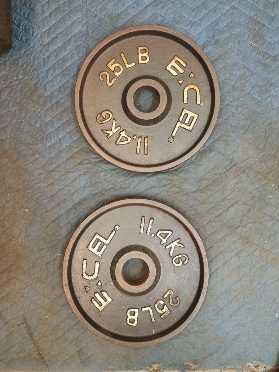Paires De Plaques Olympiques Excel 25 Lbs - Vintage - Rare
