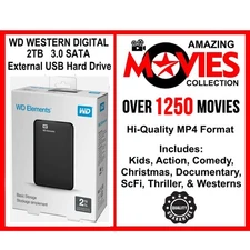 WD 2TB  WESTERN DIGITAL Portable External USB Hard Drive,