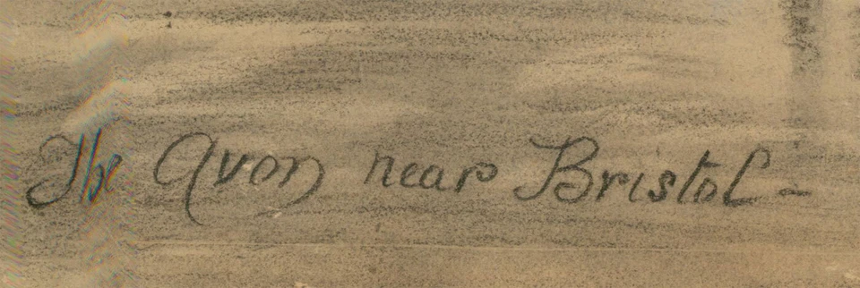 Dibujo de tiza y carbón de finales del siglo XIX - El Avon cerca de Bristol Foto 2 de 4