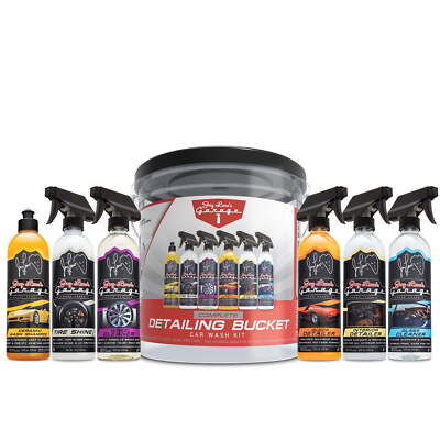 Garage Complete Detailing Bucket Car Wash Kit - 8-Piece All-in-One Car Care Set