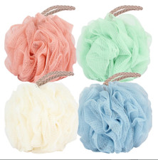 Loofah Shower Sponges 50g, 4-Pack Mesh Scrubbers for Body Bath, 4 Colors