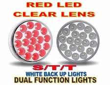 (FOUR) 19 LED 4" Trux Dual Function Round Clear Lens S/T/T &  Back-Up (Kit)