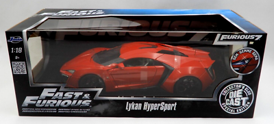 JADA FAST & FURIOUS LYKAN HYPERSPORT SUPERCAR RED 1:18 DIECAST