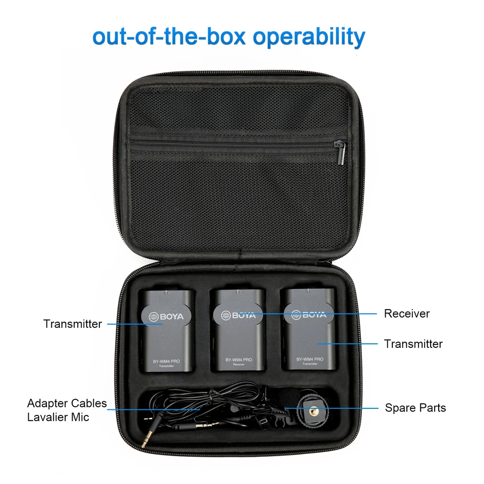 Boya BY-WM4 Pro K1 K2 双通道 2.4G 无线电容麦克风 适用于 DRLR — 第 4/4 张图片