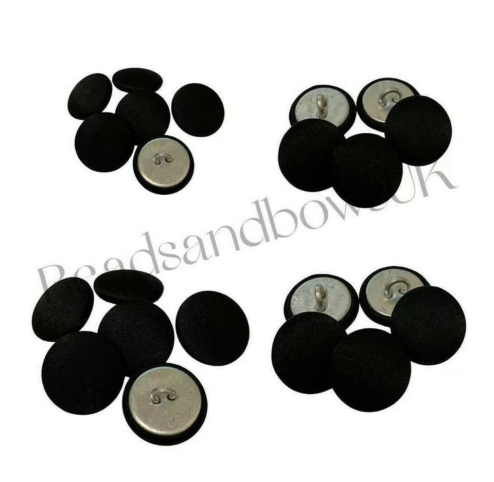 BSB Black Satin covered Buttons Tuxedo Black Tie Party 4 buttons select from 5 sizes