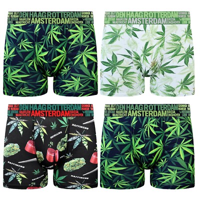 3er-6er Pack Boxershorts Retro bunte Herren Unterhosen Hanf Kiffer Muster M- XXL