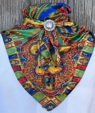 Wild Rag Scarf Western Cowboy Buckaroo Scarves Bandana Paisley Silky  35"