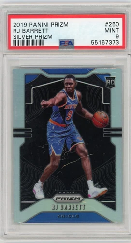 2019 Panini Prizm RJ Barrett #250 Raptors Knicks Silver Rookie RC PSA 9 Mint