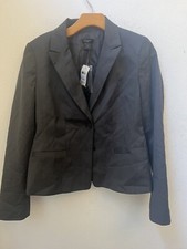 NWT 228 ANN TAYLOR GRAY WOOL BLAZER SIZE 4 L10 