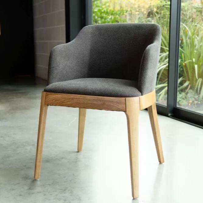 GREY UPHOLSTERED DINING CHAIR MODERN DINING CHAIR SCANDI DINING CHAIR CARVER