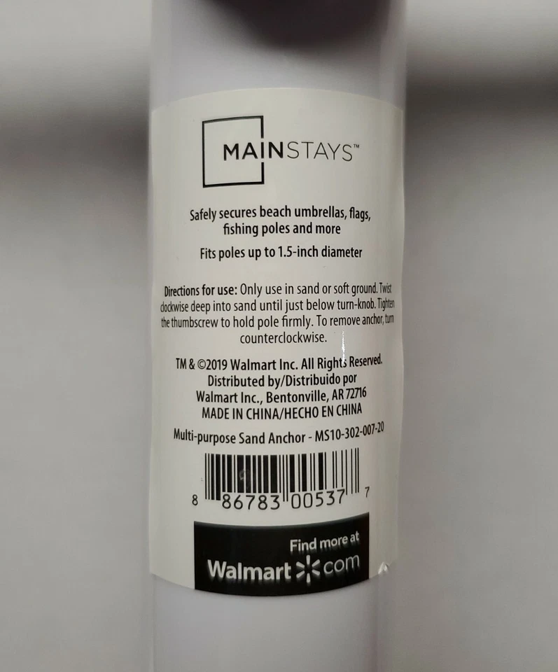 Nuevo anclaje de arena blanca Mainstays de 1,5 pulgadas de diámetro máximo para pesca playa Foto 2 de 4