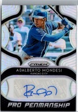 Adalberto Mondesi 2019 Panini Silver Prizm Refractor Pro Penmanship #PP-AM Auto