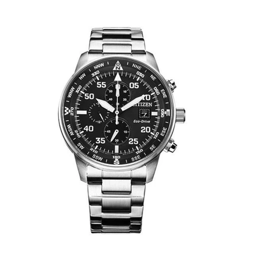 Herren Aviator Chronograph Schwarzes Zifferblatt Eco-Drive Uhr Calendar Quartz - Bild 16 von 17