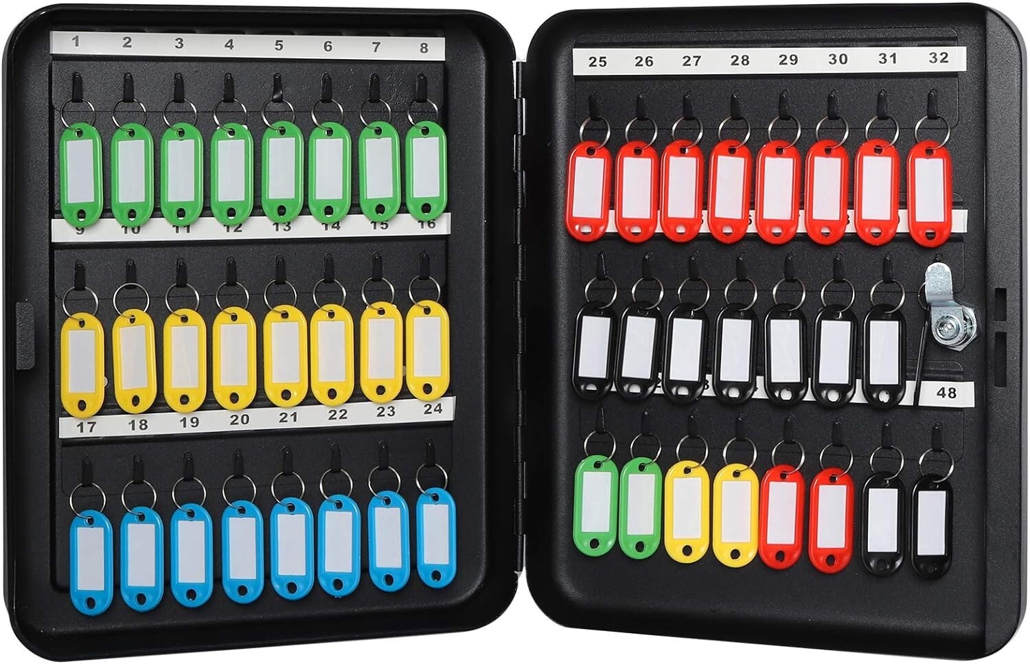 48Key Cabinet Wall Mount Locking Key Organizer Key Storage Lock Box Black New